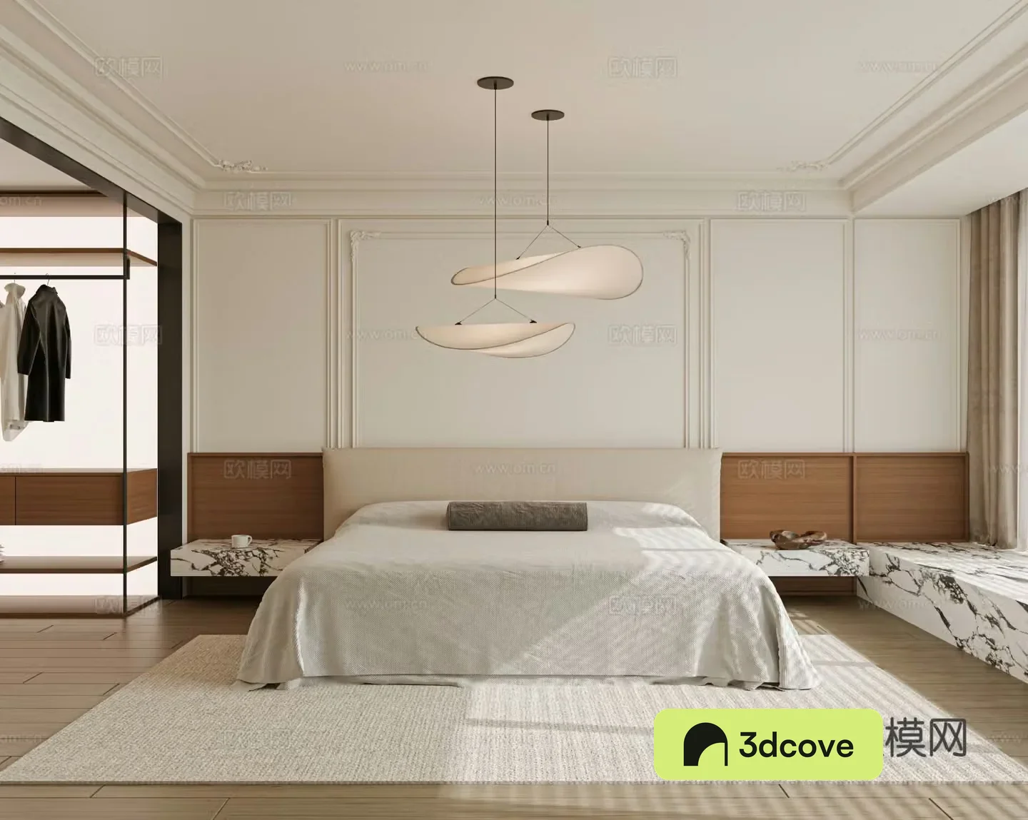 French bedroom bed nightstand accessories curtains carpet