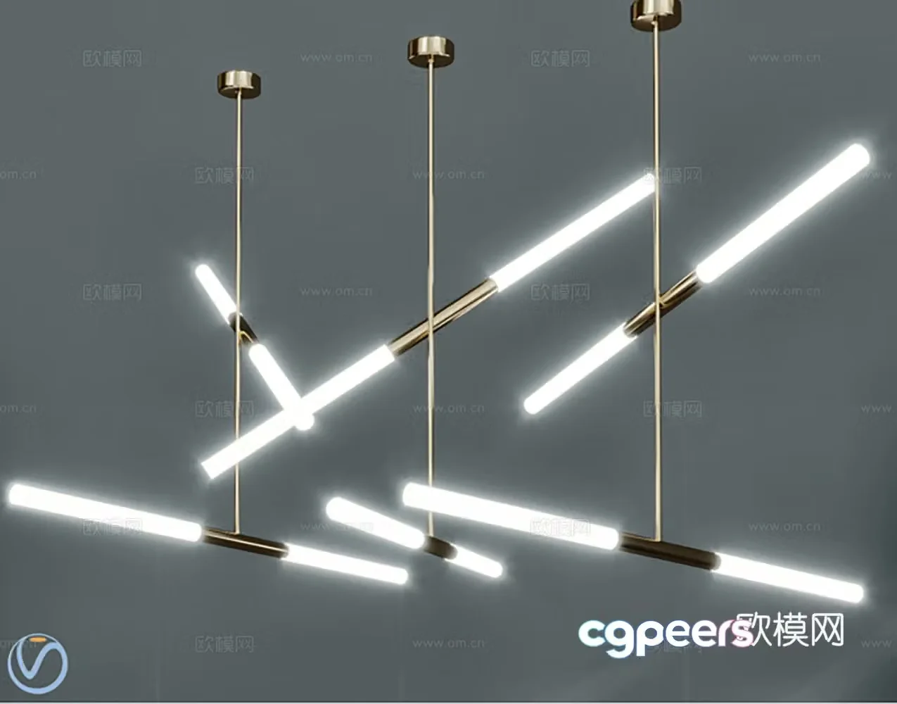 Modern lighting long chandelier 3d model