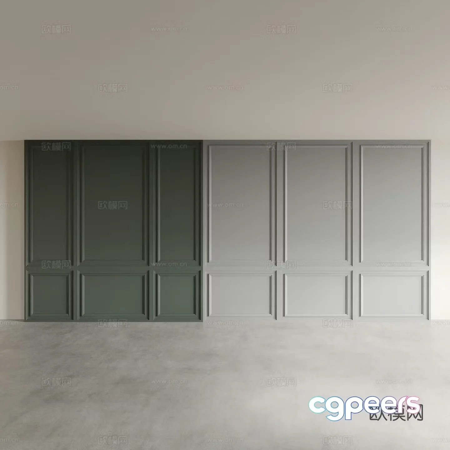 French background wall moldings wainscot 3d model
