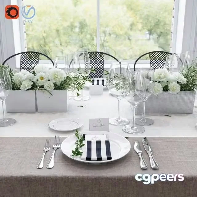 3ds Max Free – Table Setting Banquet