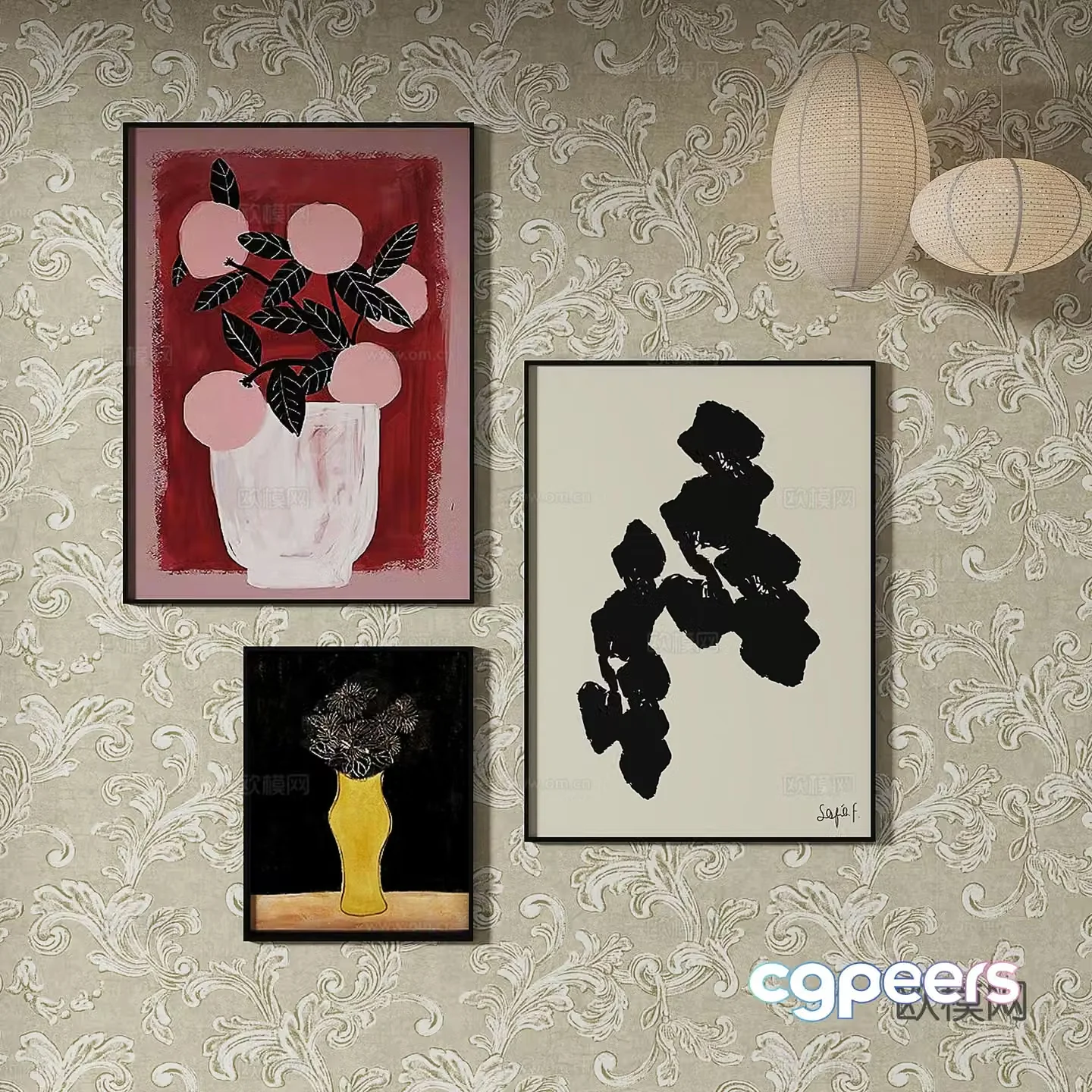 Simple European art painting decorative painting 3d model