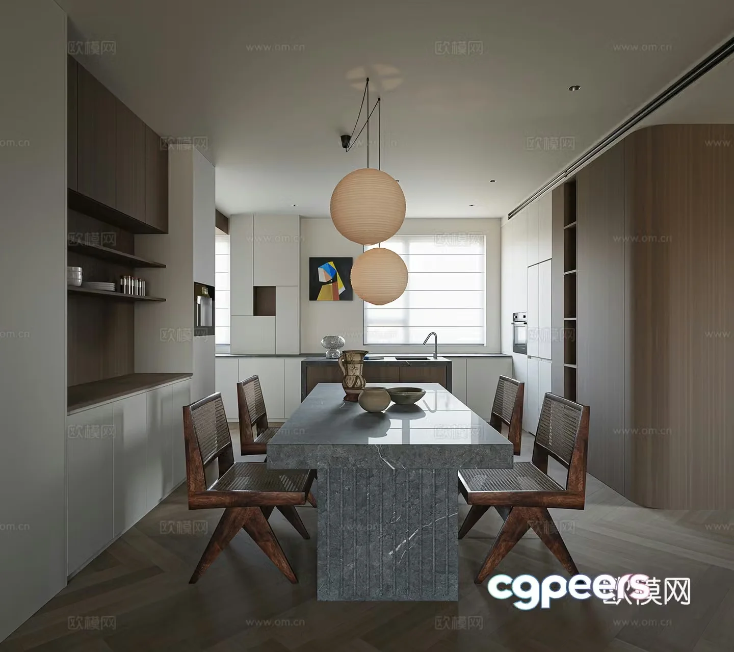 Modern island restaurant 3d model