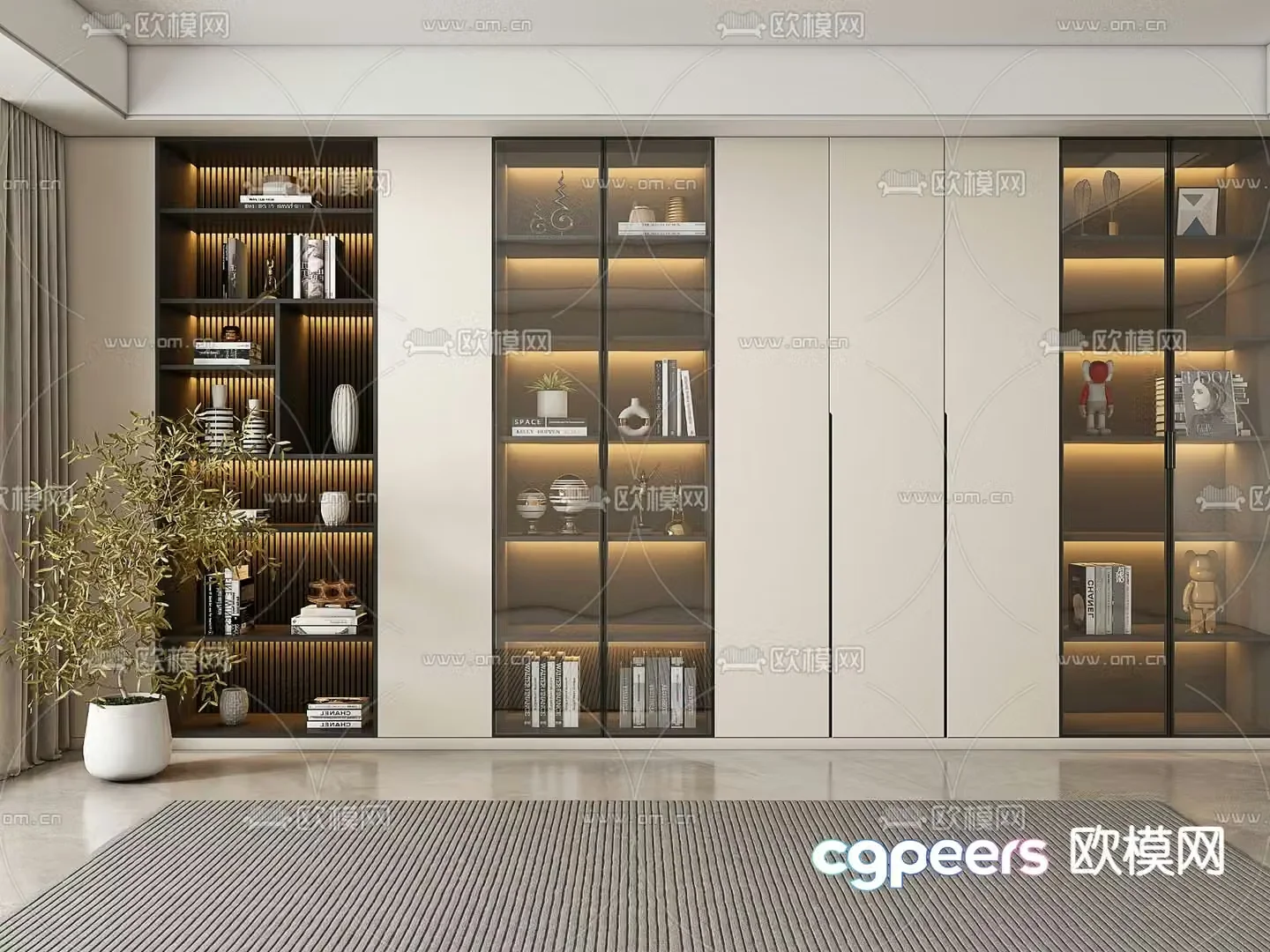 Bookcase Decorative Cabinet 3D Model