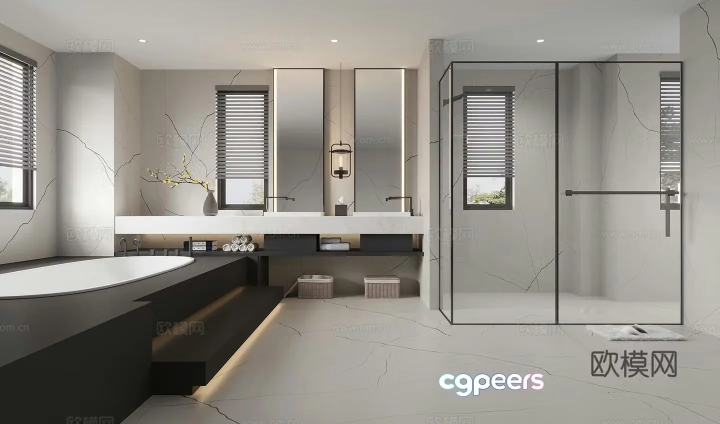 New Chinese style modern bathroom 3D model