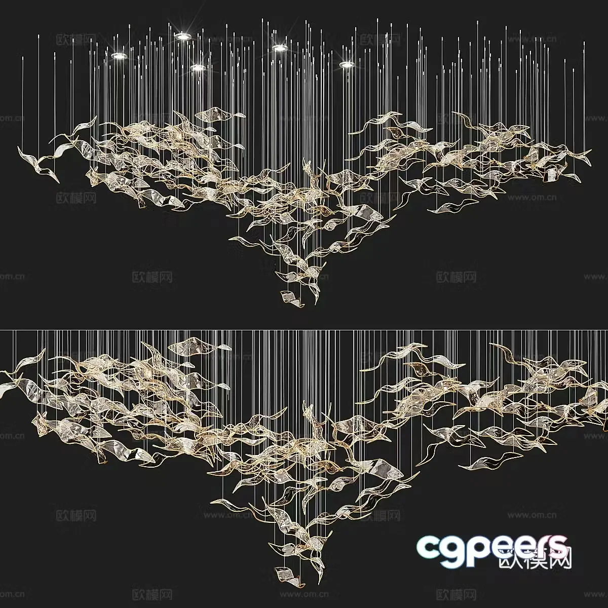 New Chinese style light luxury decorative chandelier 3D model