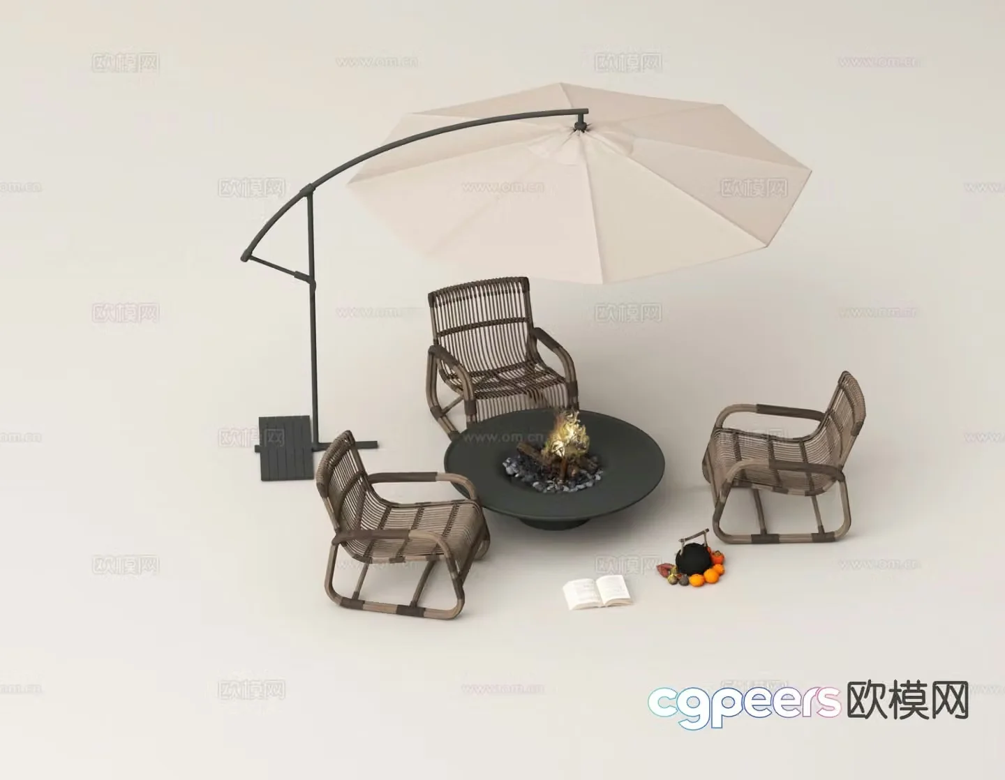 Wabi Sabi Leisure Table and Chair Outdoor Table and Chair 3D Model
