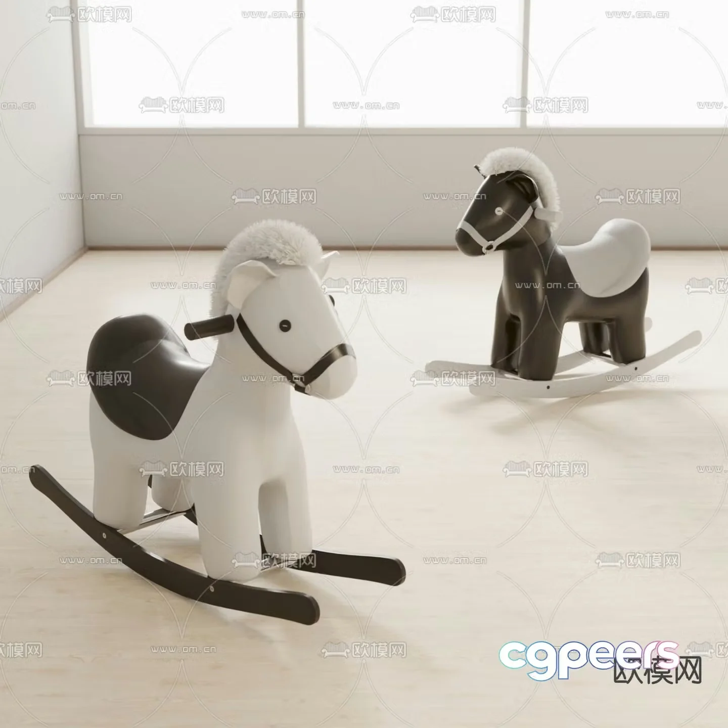 Modern children’s rocking horse toy 3d model