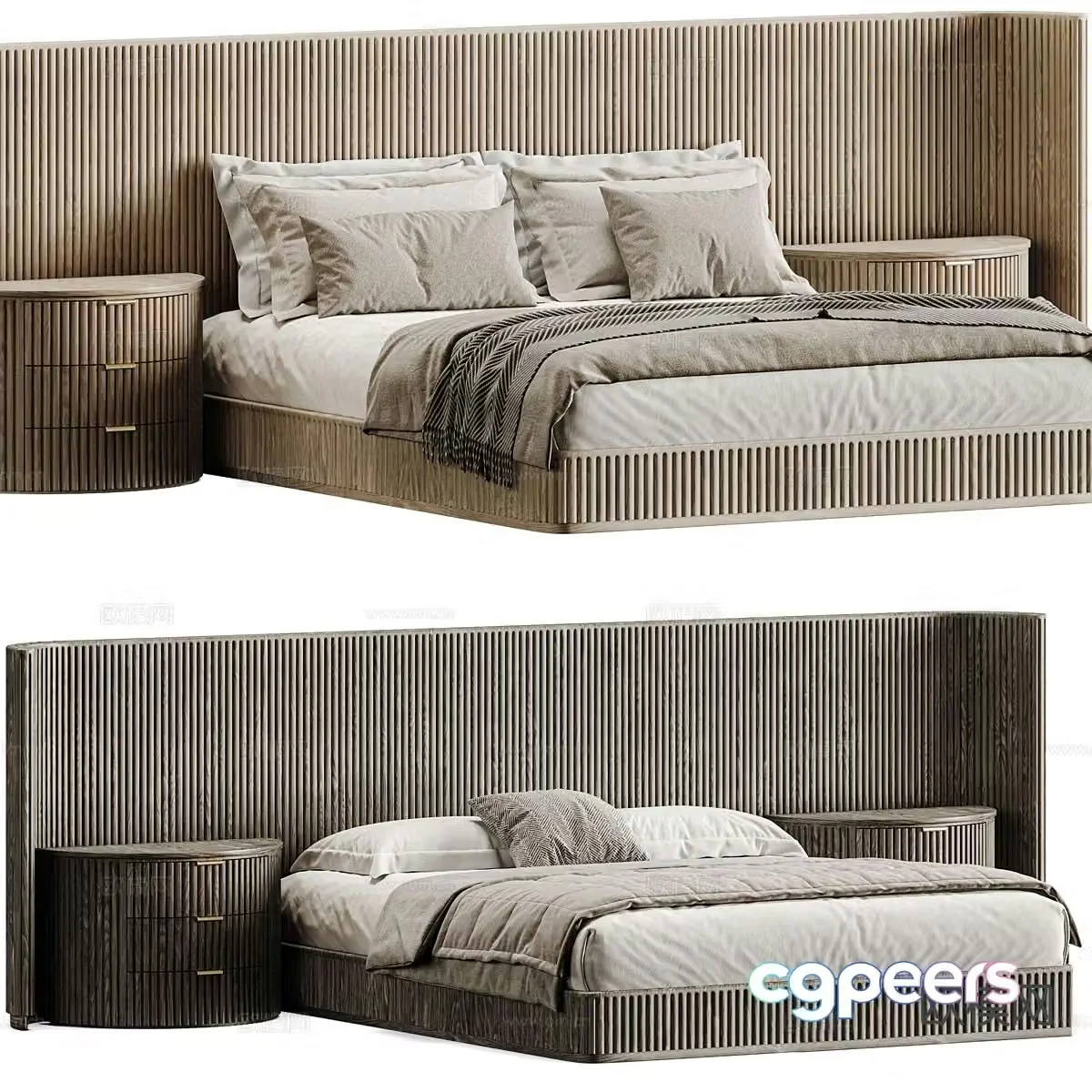 Modern double bed 3d model