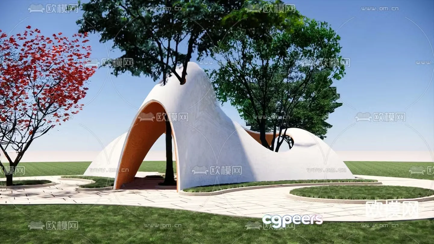 Landscape small building park landscape 3d model