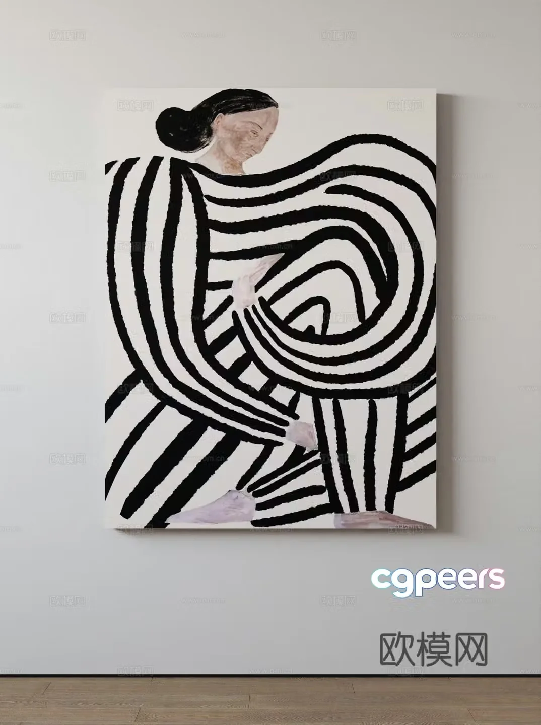 Modern decorative painting Abstract painting 3d model