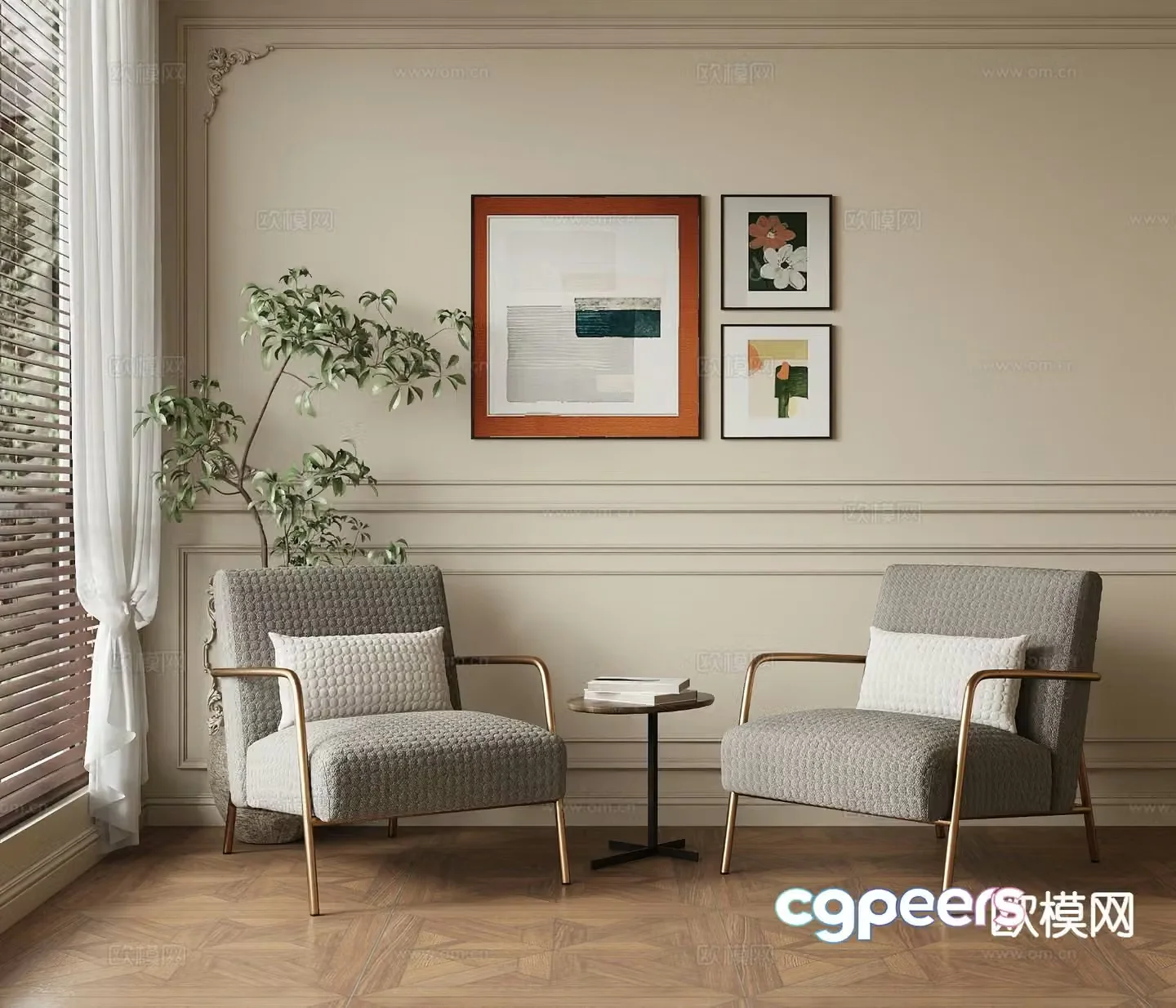 Light luxury chair leisure chair 3d model