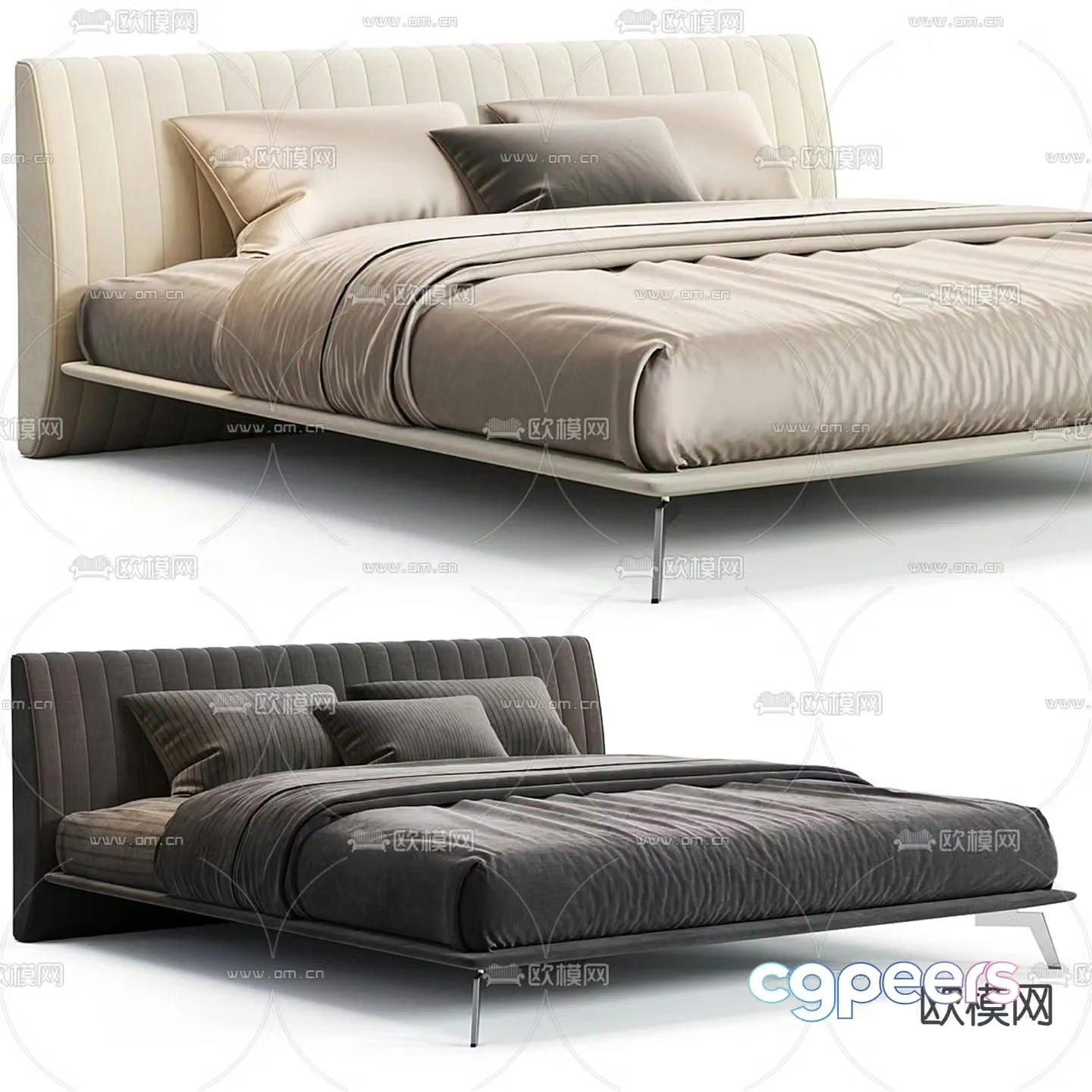 Modern double bed 3d model