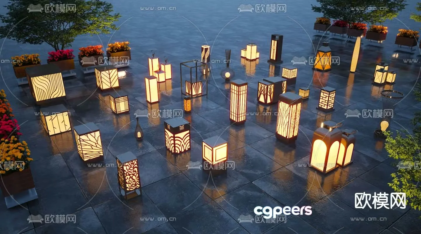 Outdoor lights garden lights landscape lights lawn lights 3d model
