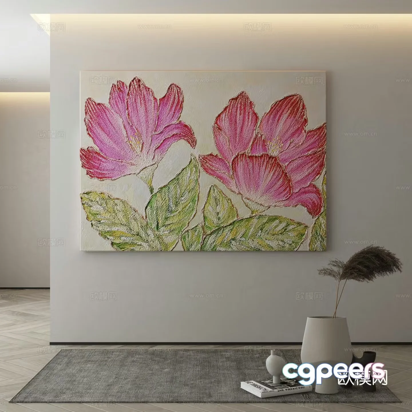 Modern flower painting decorative painting 3d model