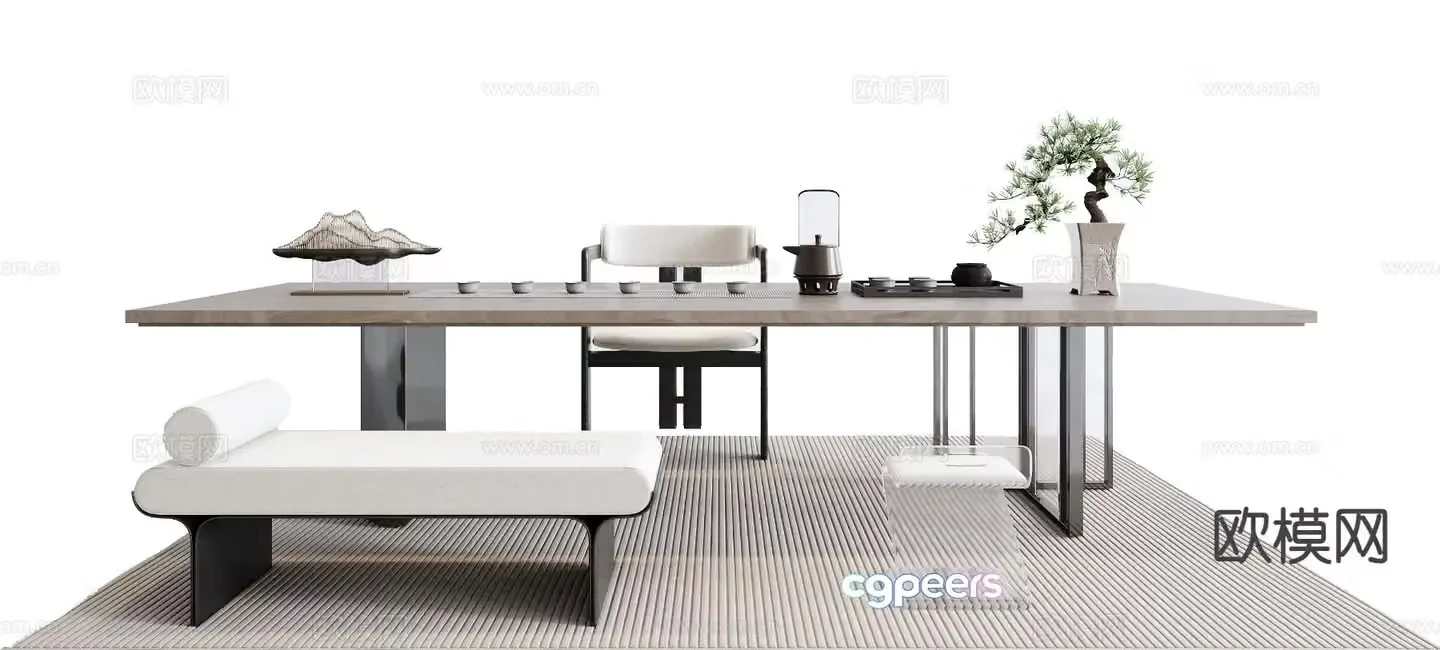 New Chinese style tea table tea table 3d model