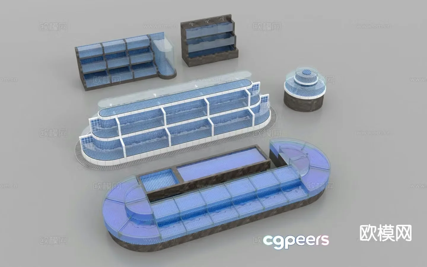 Supermarket aquatic product area seafood pool fish tank 3D model