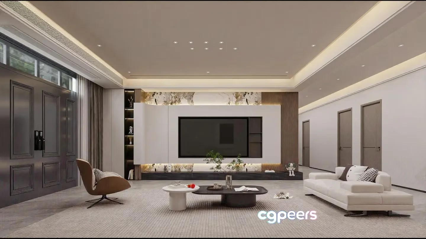 Modern Living Room 3D Model – 12446 – VRAY Render