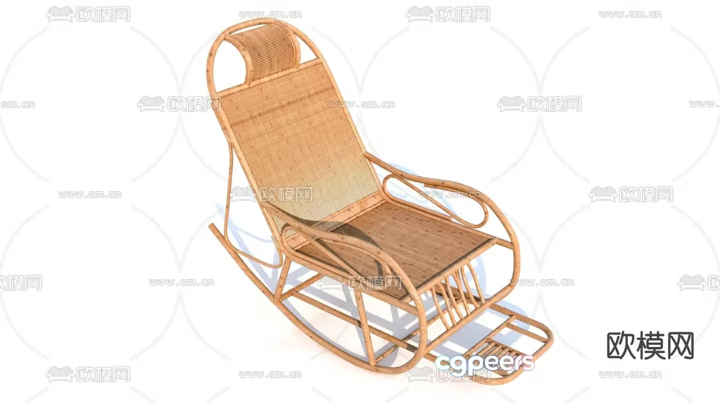 Outdoor recliner rattan woven recliner 3D model