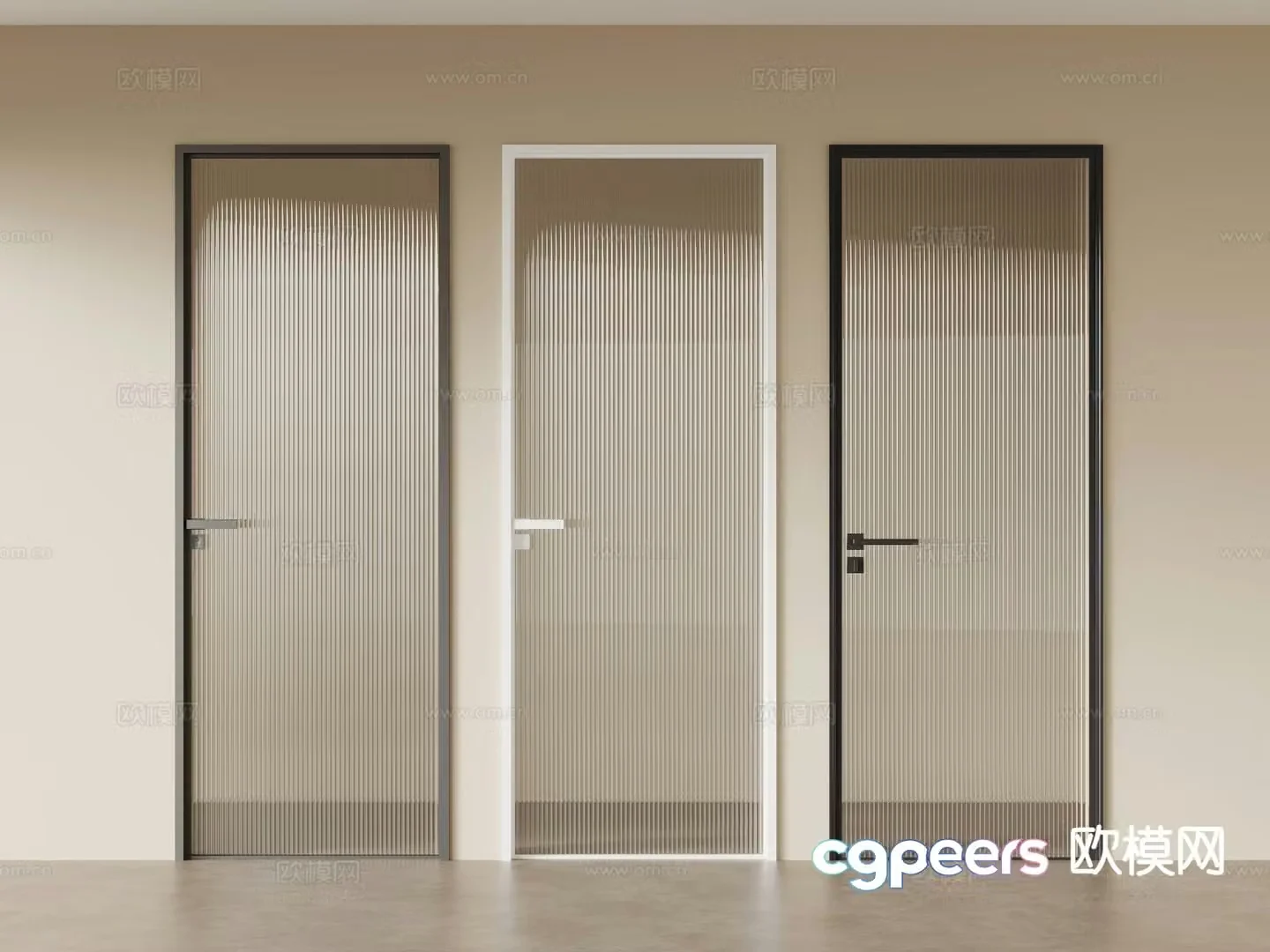 Modern Changhong glass door single door narrow frame door 3d model