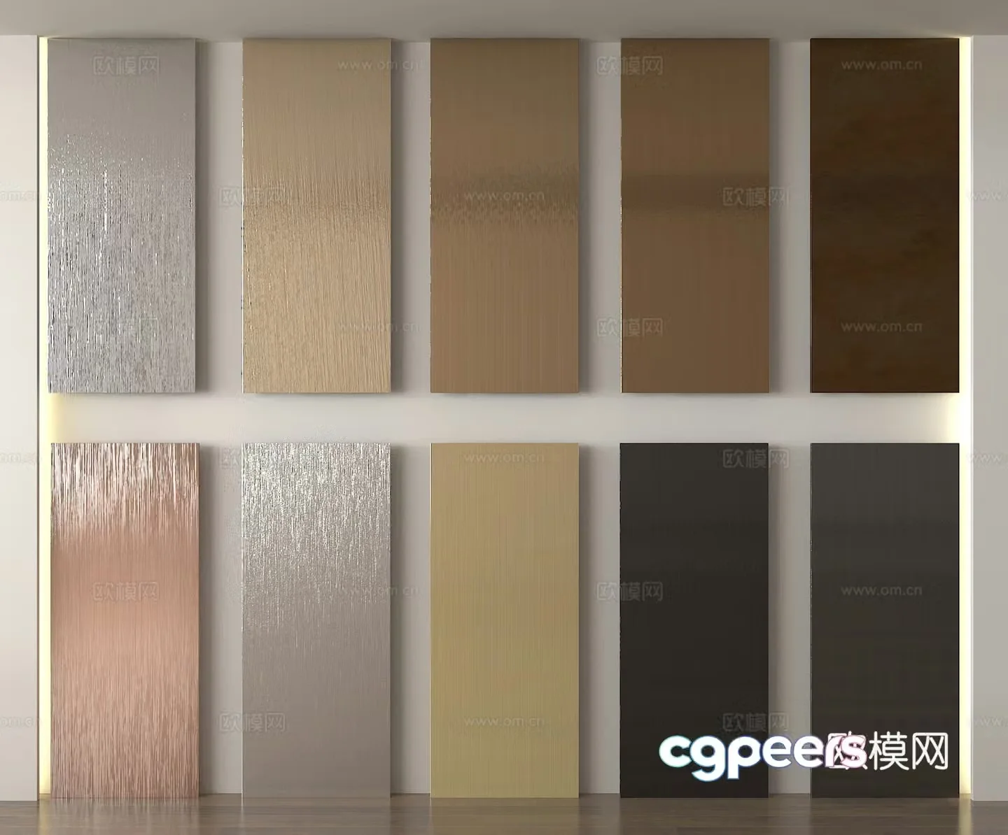 Wall panel brushed board metal plate 3d model