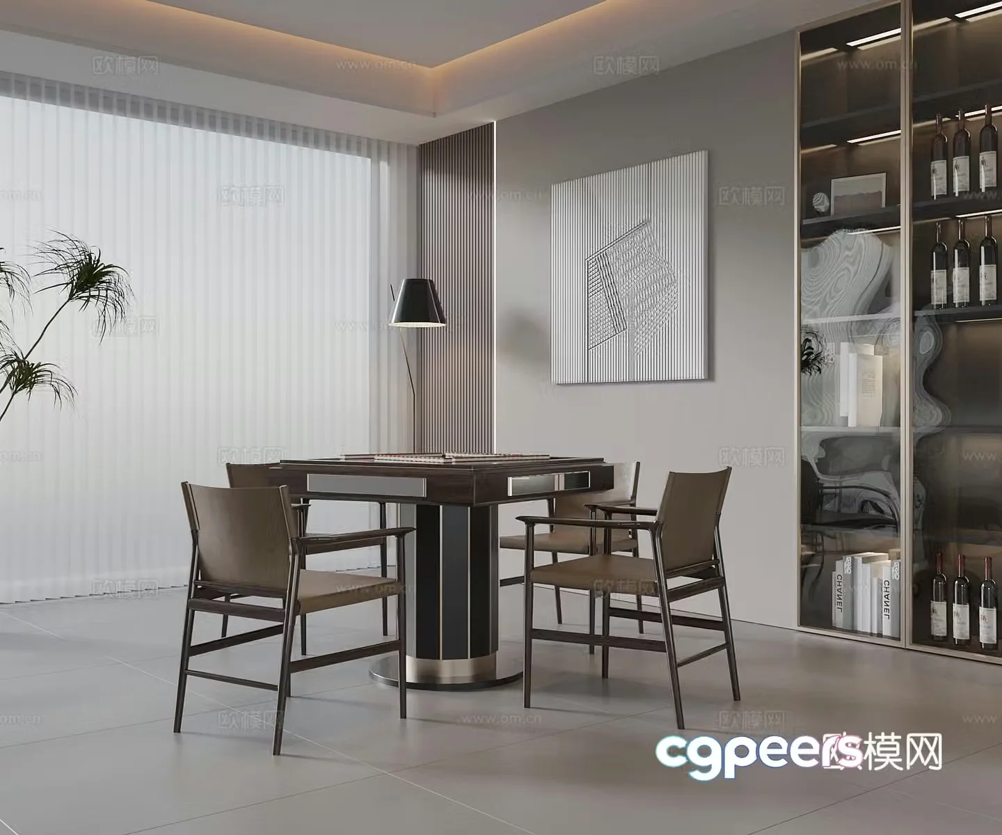 Modern mahjong table chess and card room mahjong room 3d model
