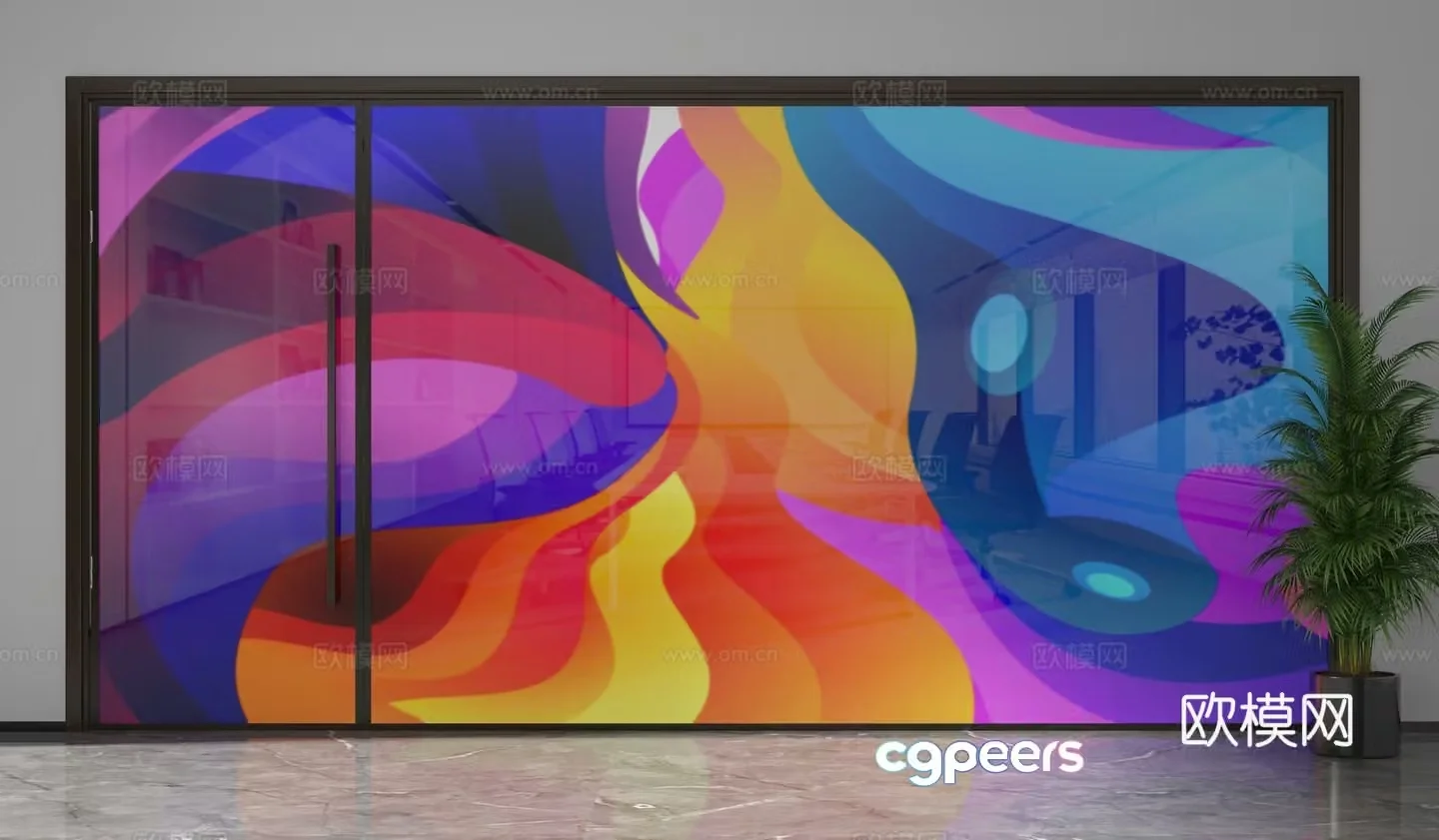 Modern glass partition 3d model
