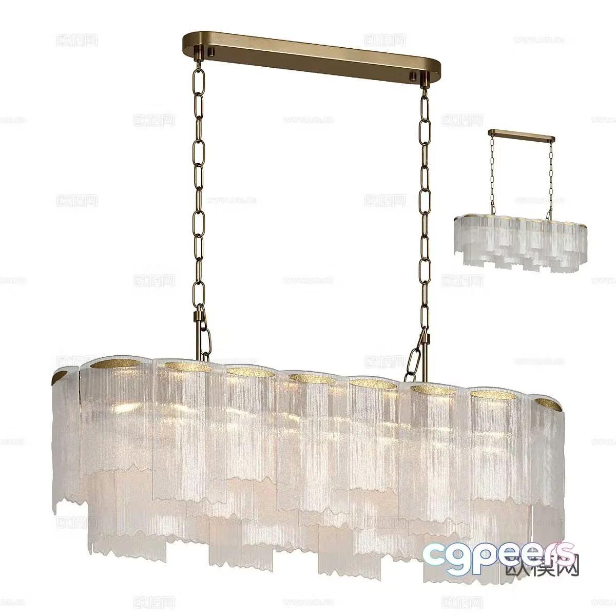 Modern light luxury corrugated glass decorative chandelier 3d model