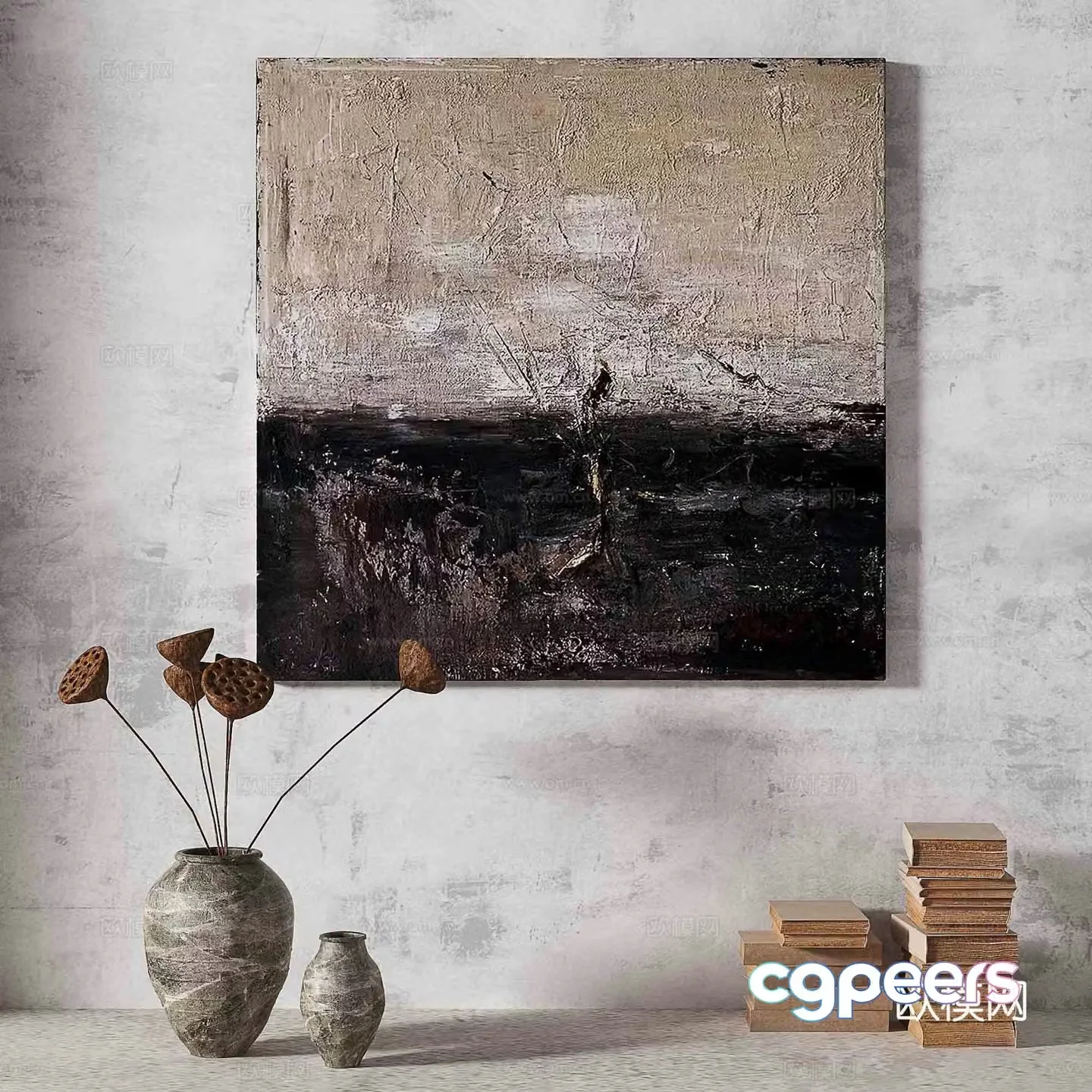Wasabi light luxury abstract decorative painting 3d model