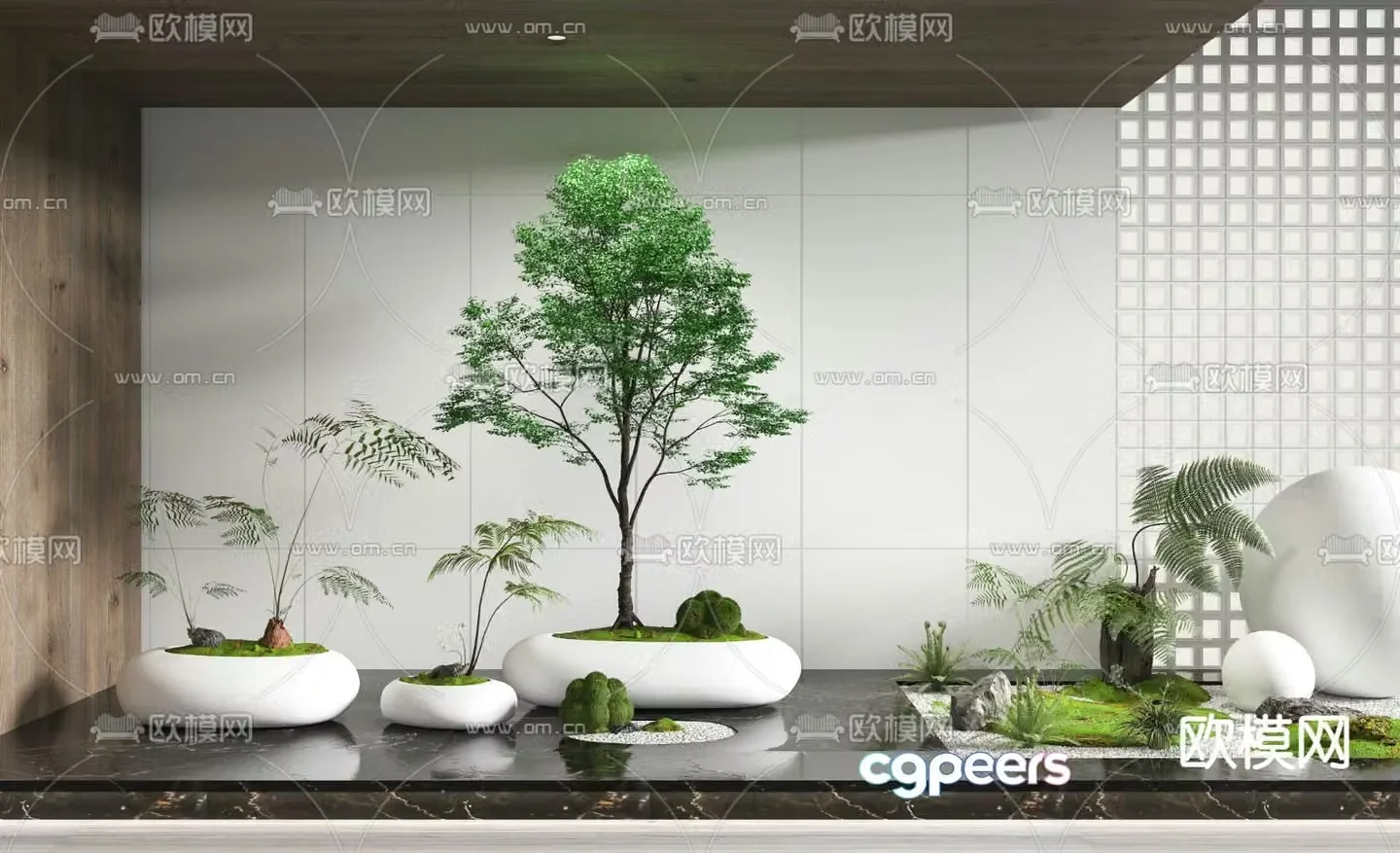 Landscape tree green plant sketch 3d model