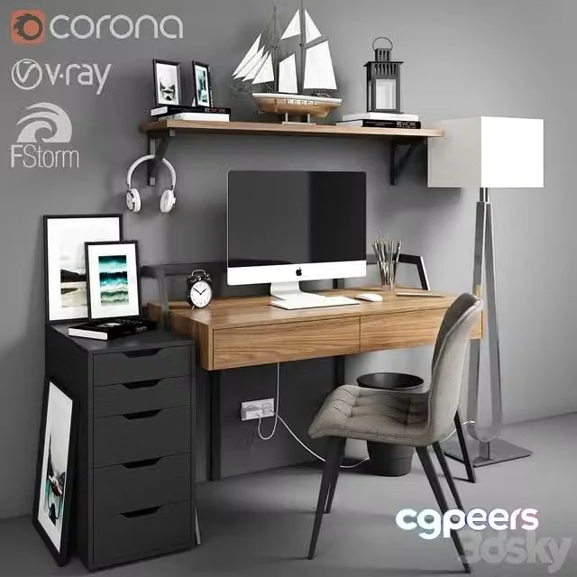3ds Max Free – Workplace with Apple equipment