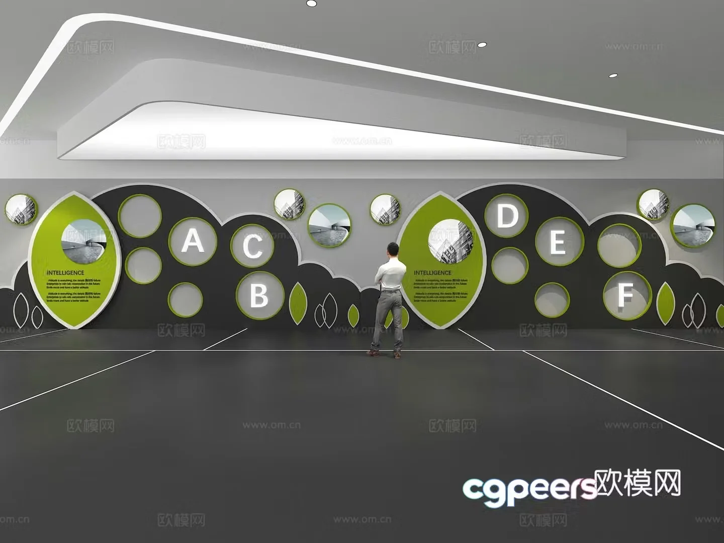 Cultural wall Corporate culture wall Display wall Theme wall Exhibition hall Campus culture Corridor 3D model
