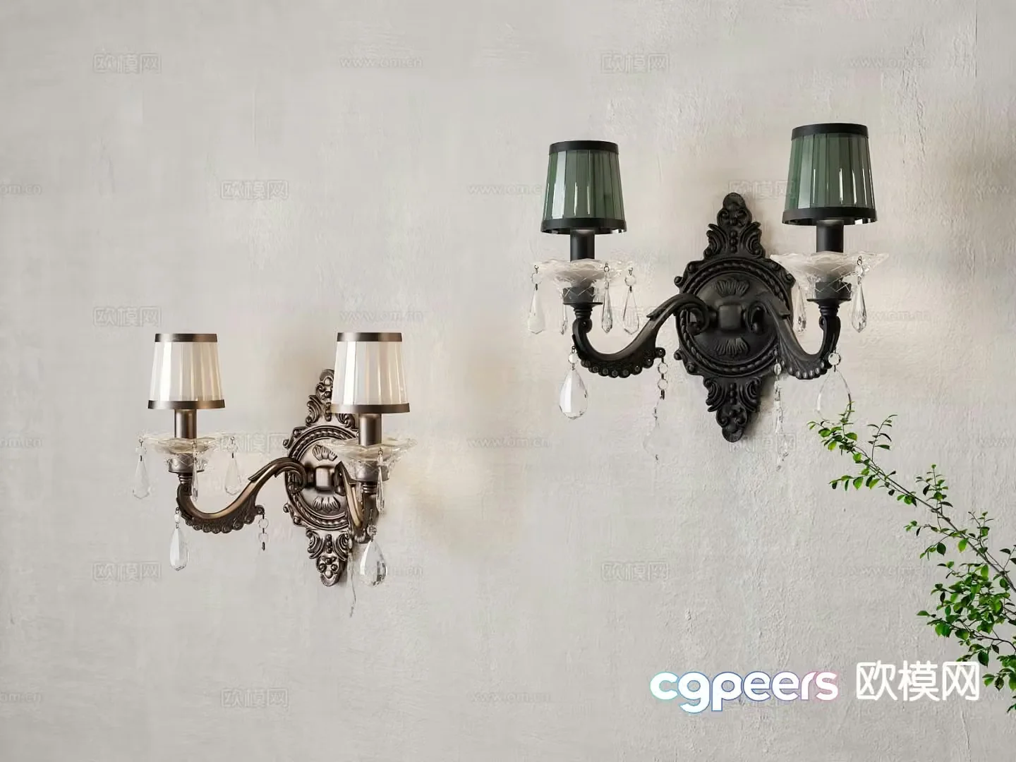 American wall lamp retro wall lamp 3d model