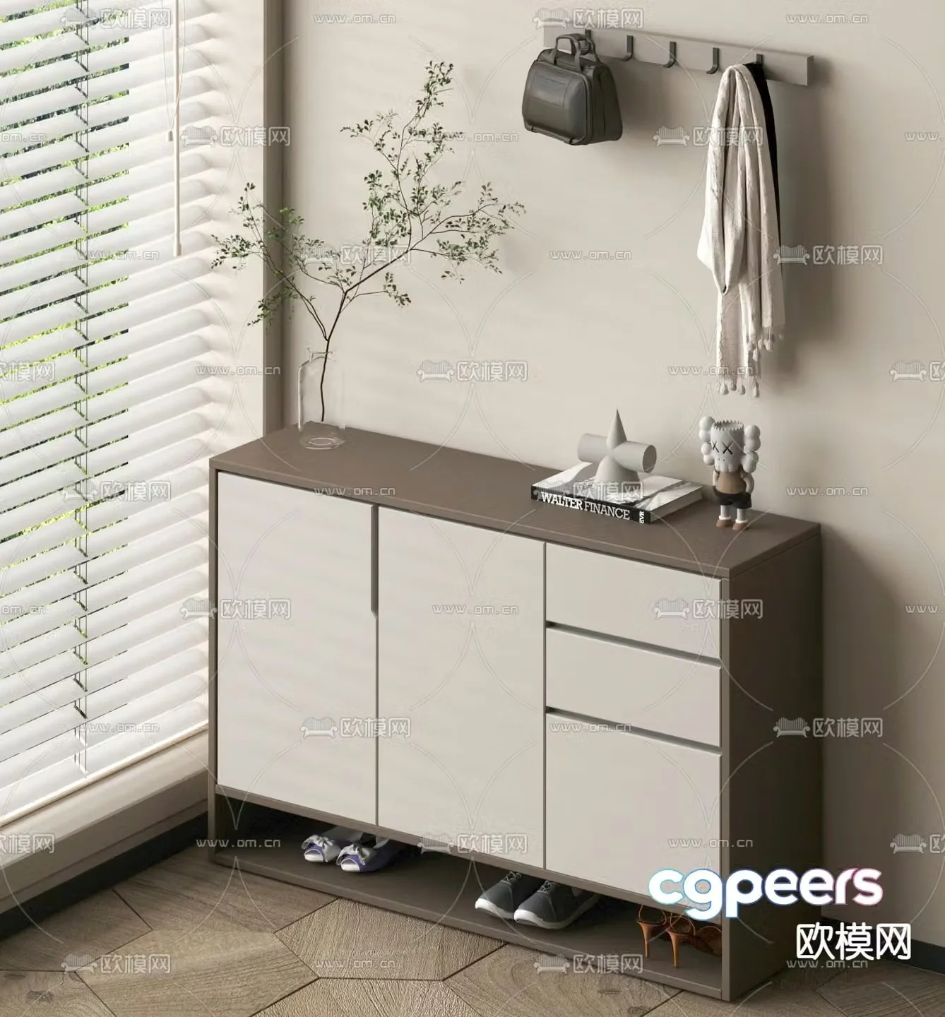 Modern shoe cabinet low cabinet 3d model