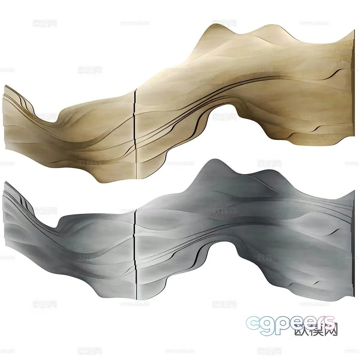 New Chinese style light luxury wall carving 3D model