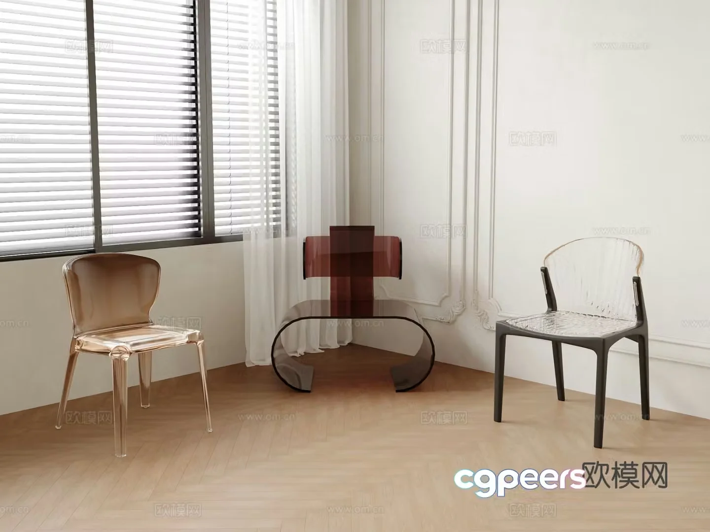 Transparent chair acrylic dining chair 3d model