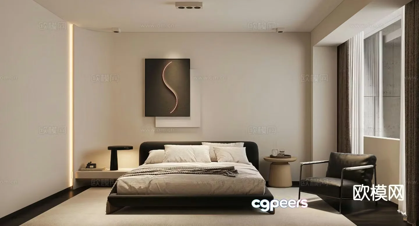 Modern bedroom master bedroom 3d model