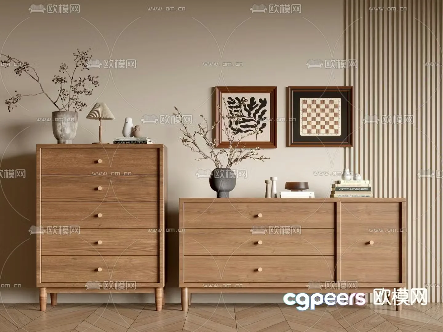 Middle-aged side cabinet porch cabinet 3D model
