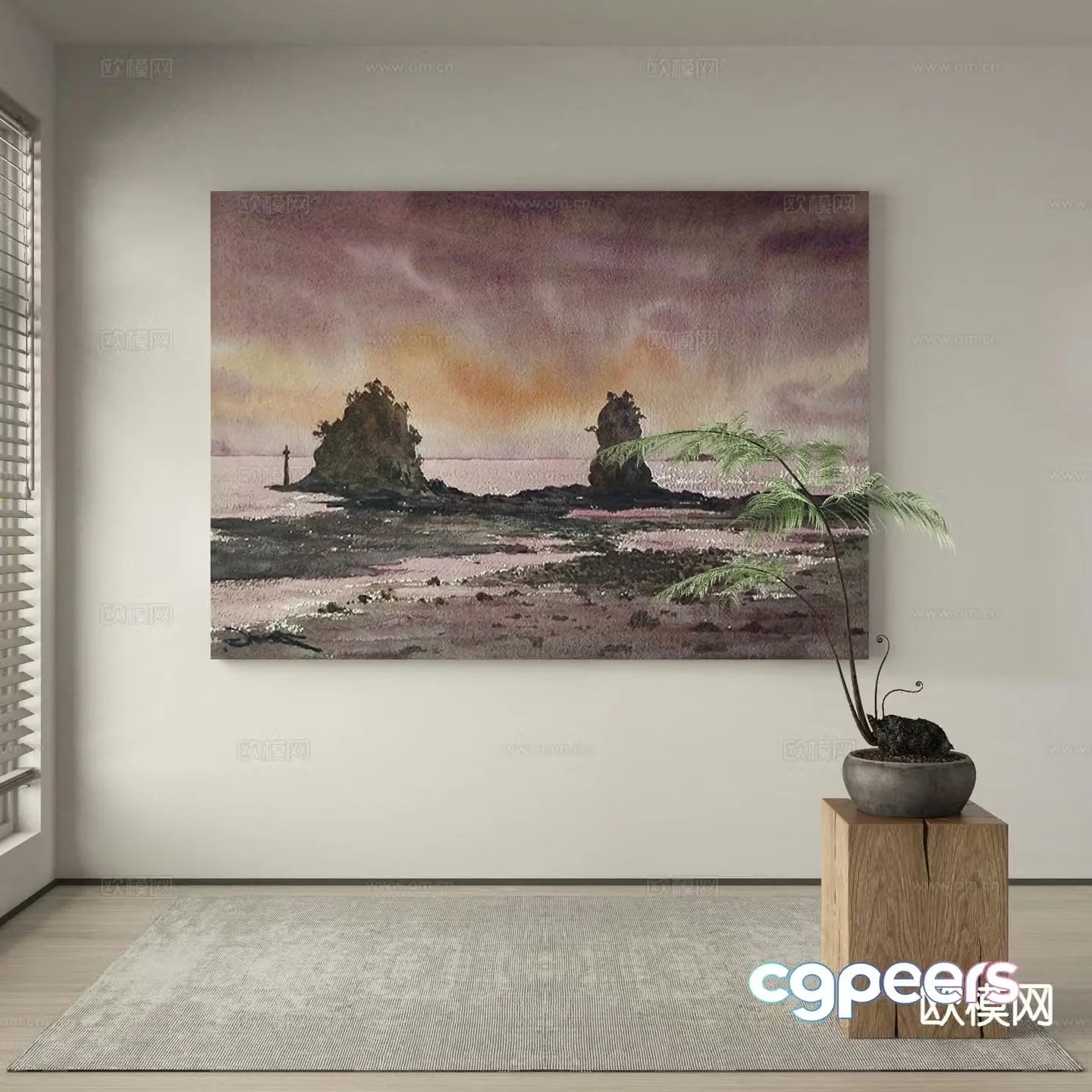 Modern landscape painting decorative painting 3d model