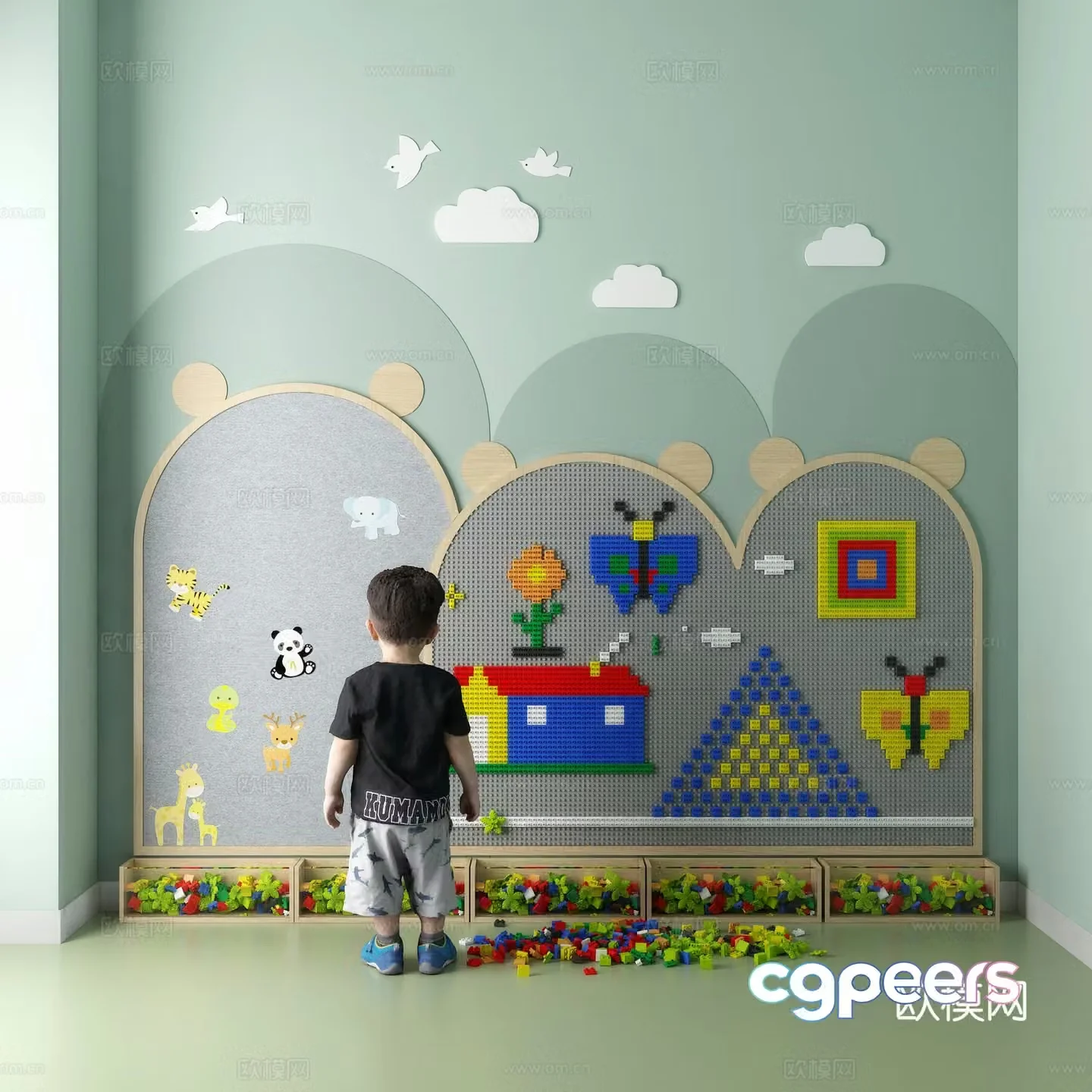 Modern Lego wall Lego building block wall Building block background wall 3d model