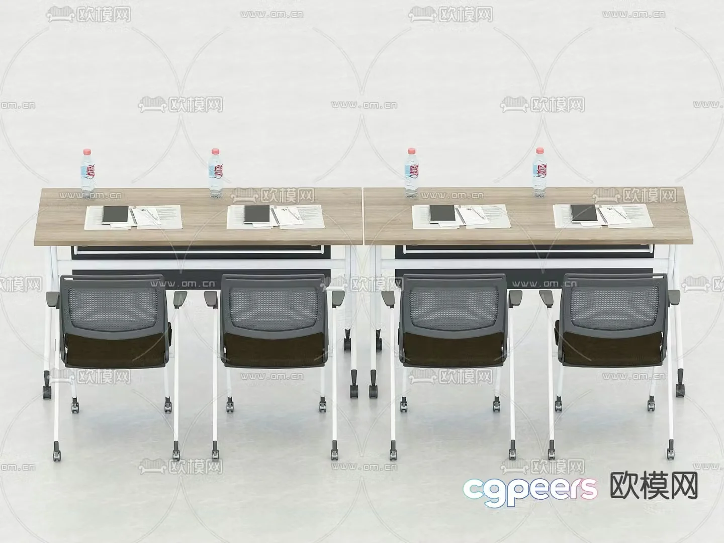 Training table conference table folding table movable table and chair 3d model