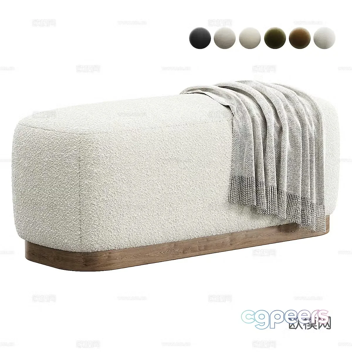New Chinese style light luxury fabric bed stool 3D model