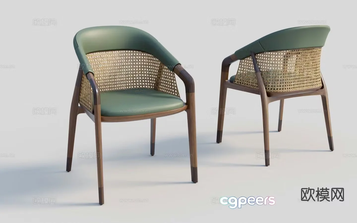 Nordic rattan chair single chair dining chair leisure chair 3d model