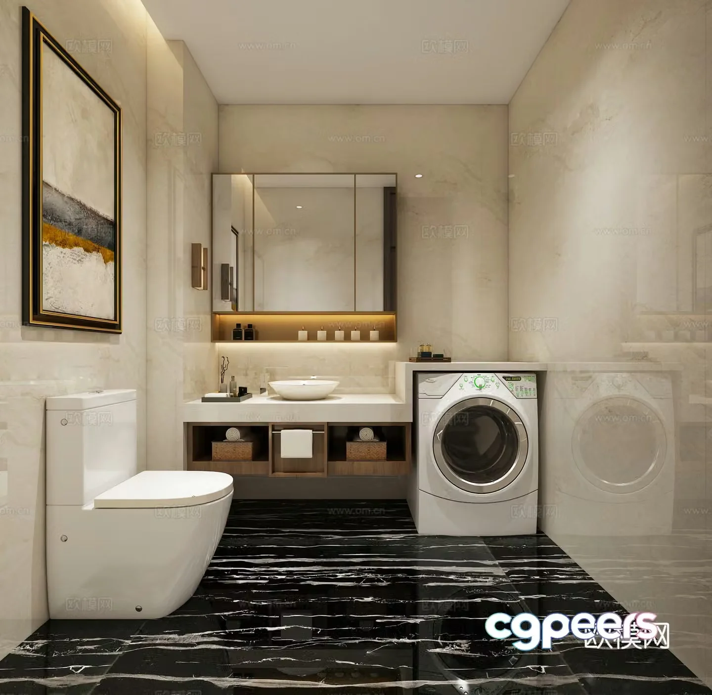 Modern bathroom toilet washing machine 3d model