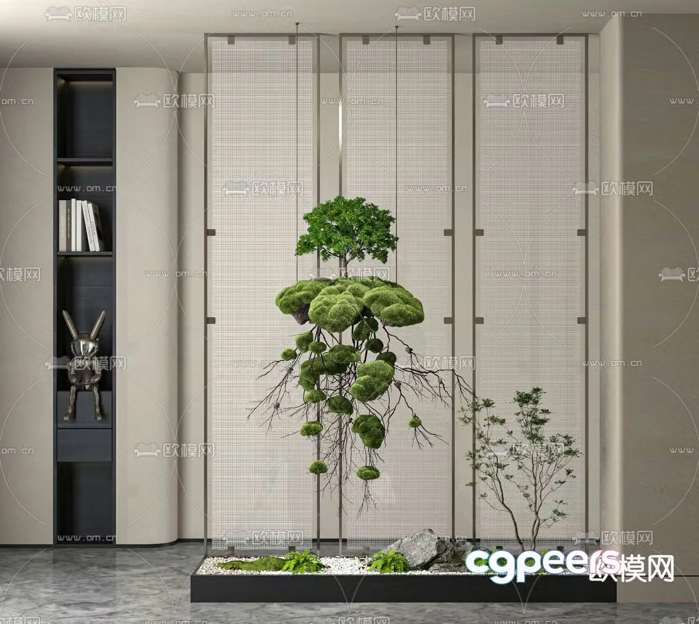 Indoor plant landscaping small scene 3d model