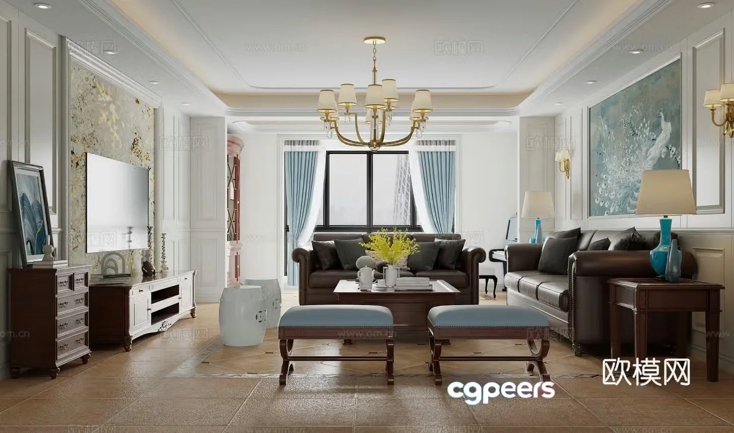 American living room 3d model