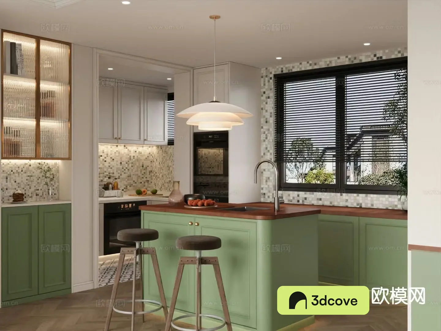 French open kitchen island kitchen