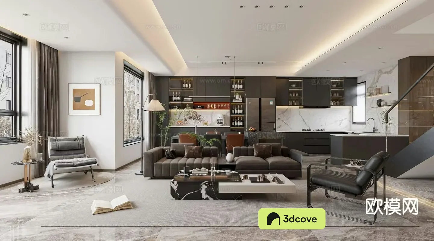 Modern duplex living room large flat floor