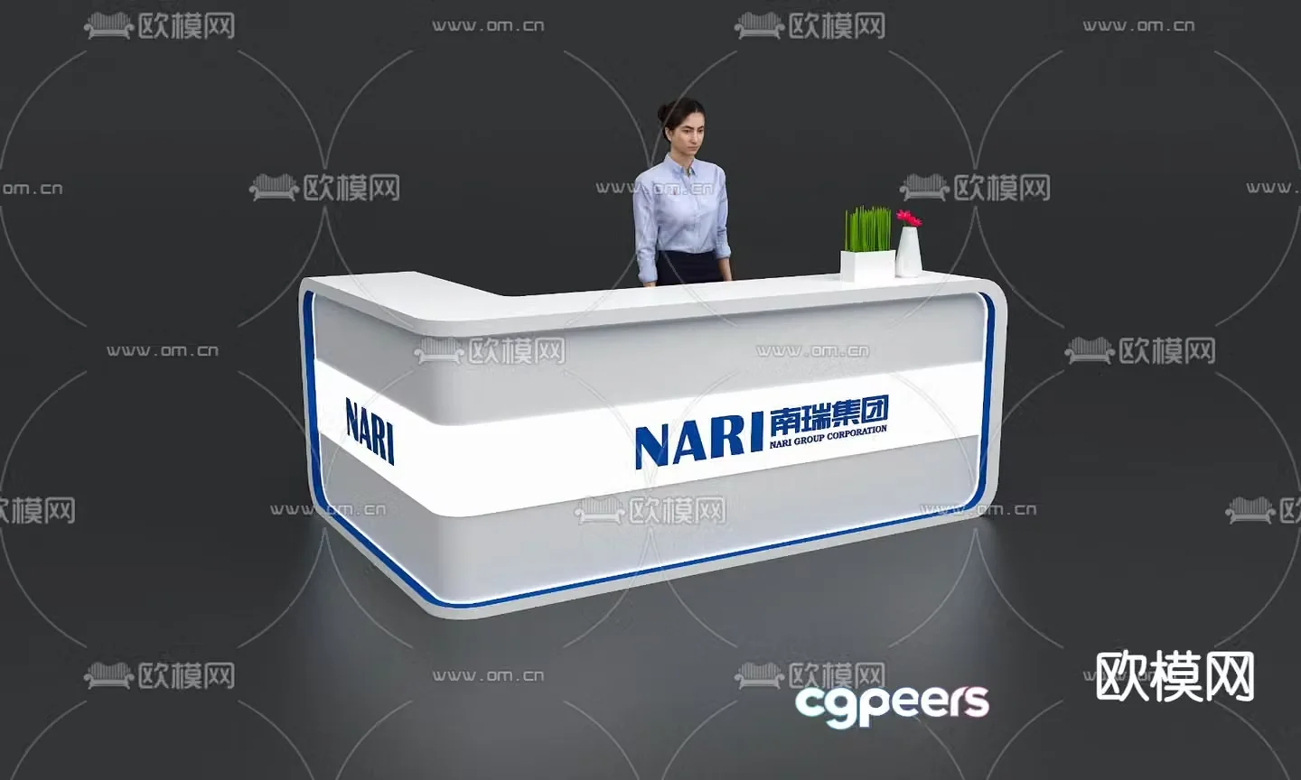 reception desk front desk service desk 3d model