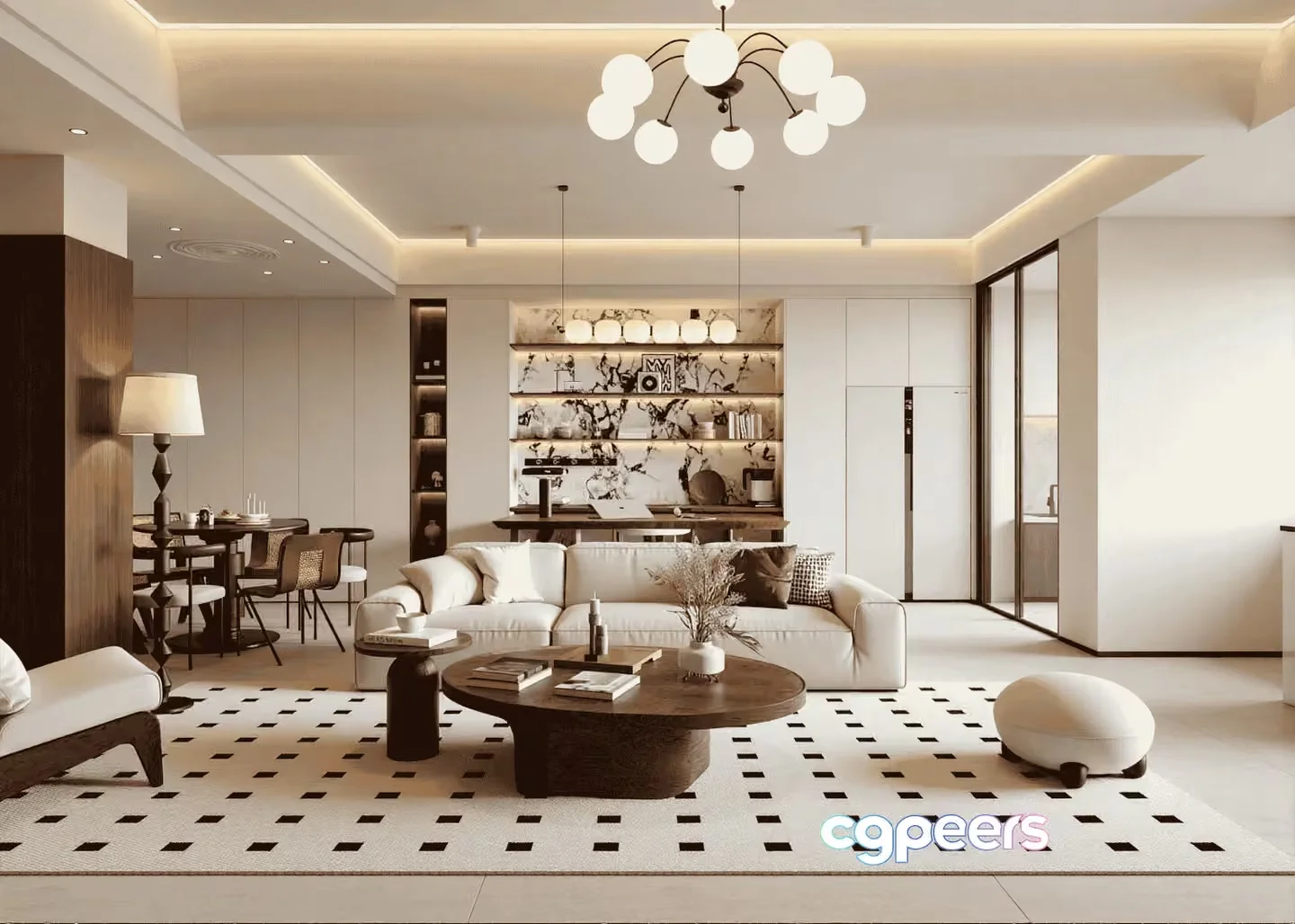 Modern Living Room 3D Model – 15872 – VRAY Render