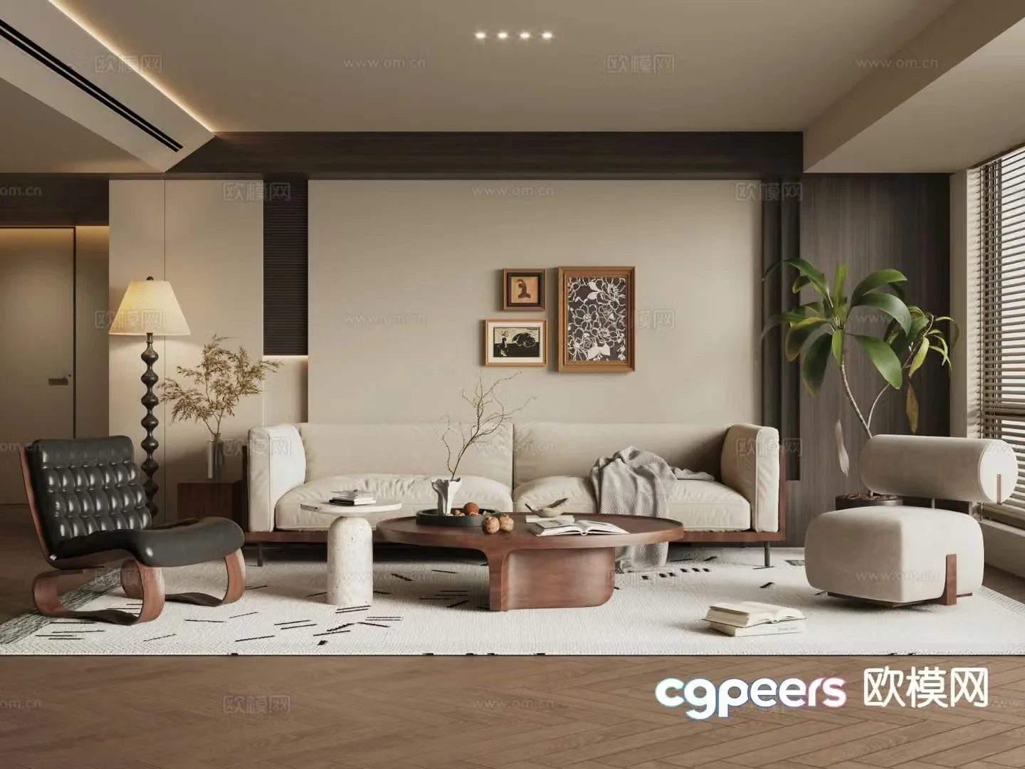 Medieval style living room retro style living room living room without main light 3D model
